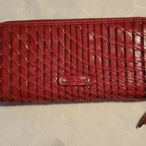 Cole Haan Raspberry Leather Zipper Wallet